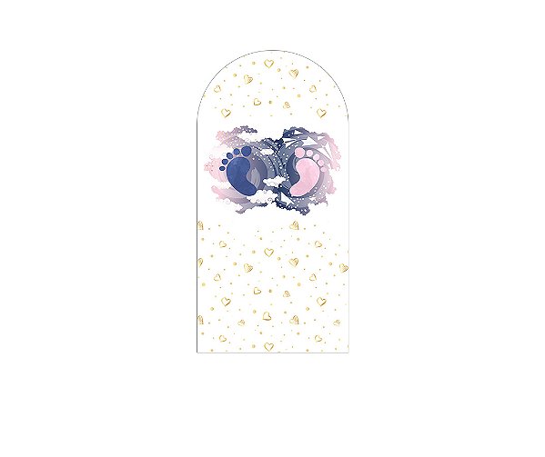 Painel De Festa Romano 1,00x2,00- Revelação Pezinhos Rosa e Azul 034