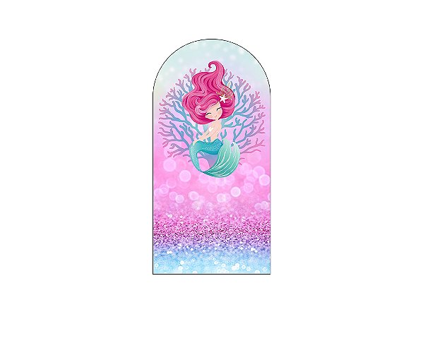 Painel De Festa Romano 1,00x2,00- Efeito Glitter Sereia Corais 002