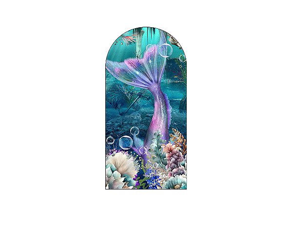 Painel De Festa Romano 1,00x2,00- Sereia Cauda Realista 009