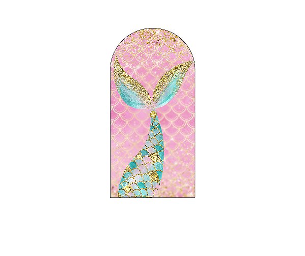 Painel De Festa Romano 1,00x2,00- Sereia Rosa e Verde 015