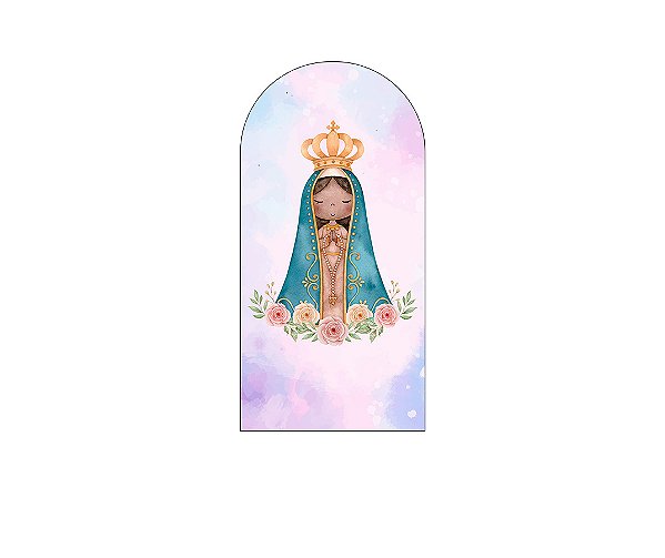 Painel De Festa Romano 1,00x2,00- Nossa Senhora Aparecida Santa Aquarela 009