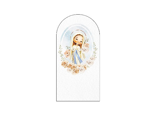 Painel De Festa Romano 1,00x2,00- Nossa Senhora de Lourdes Branco Floral 033