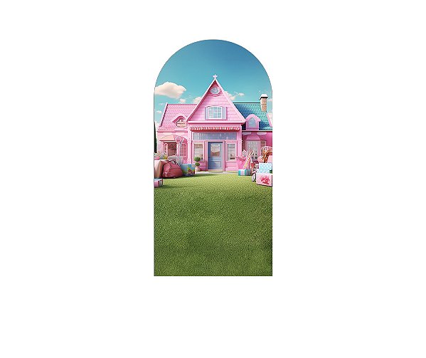 Painel De Festa Romano 1,00x2,00- Casa  Boneca Rosa Fashion 005