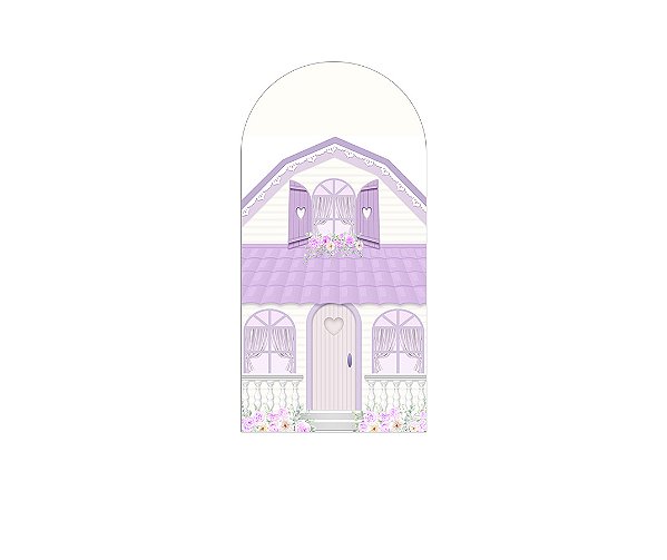 Painel De Festa Romano 1,00x2,00- Casinha de Bonecas Lilás 009
