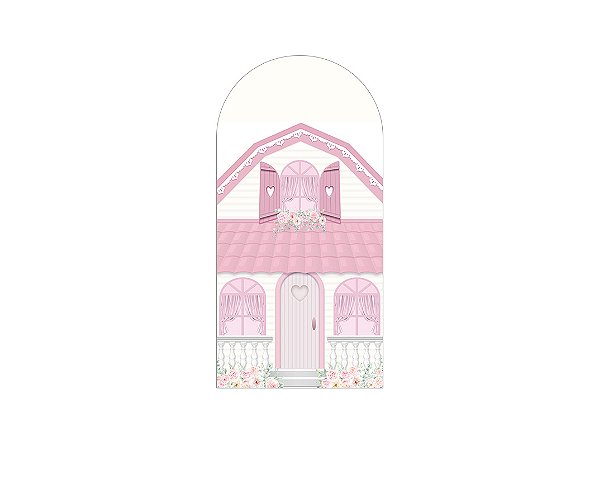 Painel De Festa Romano 1,00x2,00- Casinha de Bonecas Rosa 011