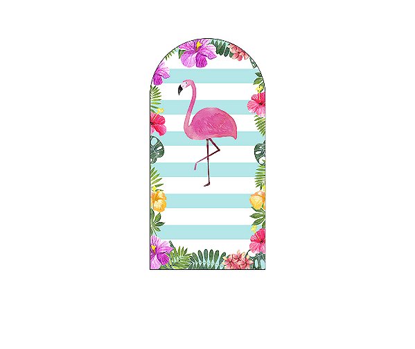 Painel De Festa Romano 1,00x2,00- Desenho Flamingo Tropical 010