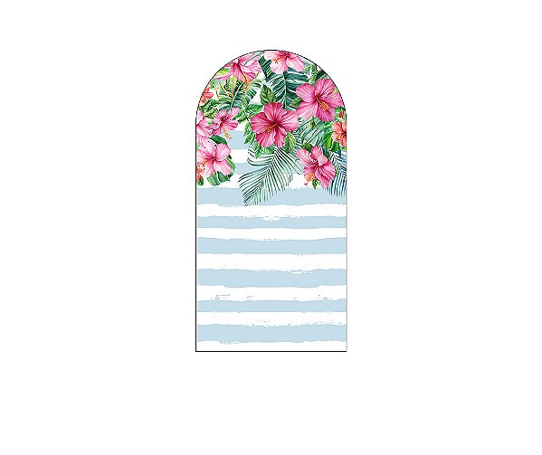 Painel De Festa Romano 1,00x2,00- Tropical Azul Listrado 013