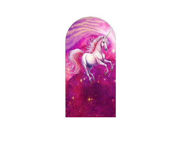 Painel De Festa Romano 1,00x2,00- Unicórnio Pink Efeito Glitter 009