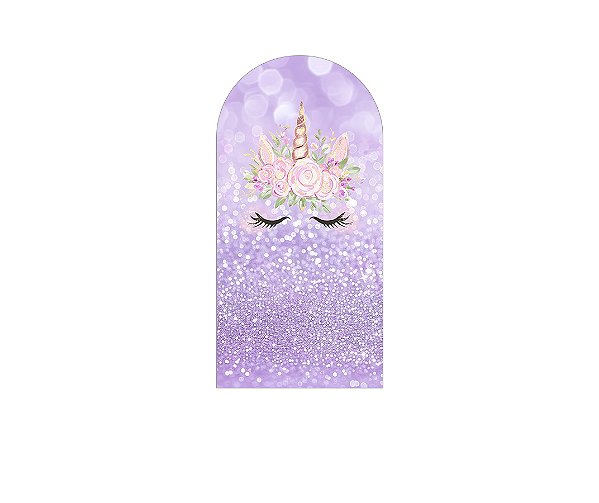 Painel De Festa Romano 1,00x2,00- Unicórnio Efeito Glitter Lilás 015