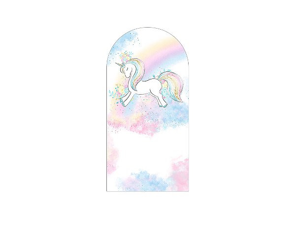 Painel De Festa Romano 1,00x2,00- Unicórnio Azul e Rosa Efeito Glitter 019