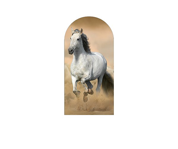 Painel De Festa Romano 1,00x2,00- Cavalo Branco Galopando 002