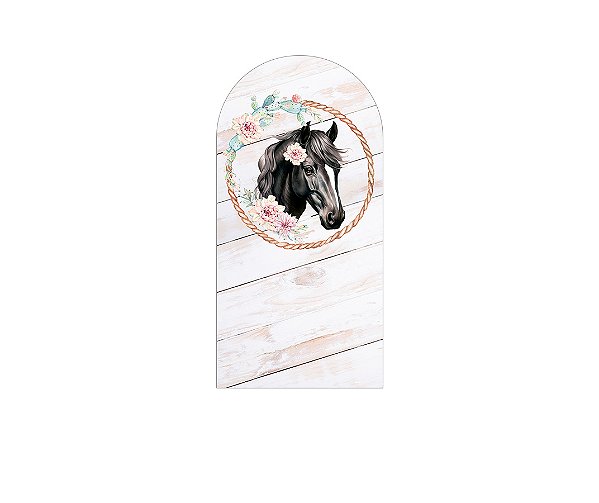 Painel De Festa Romano 1,00x2,00- Cavalo Frame Floral 020