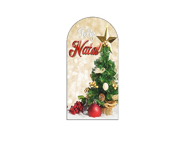 Painel Romano Veste Fácil 1,00x2,00 - Natal Dourado com Árvore 003