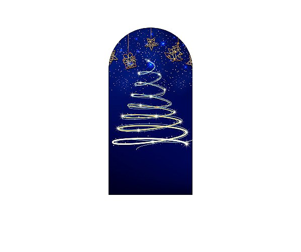 Painel Romano Veste Fácil 1,00x2,00 - Natal Azul Efeito Brilhos Dourados 021