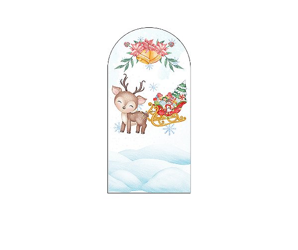 Painel Romano Veste Fácil 1,00x2,00 - Natal Rena Cute Aquarela 022