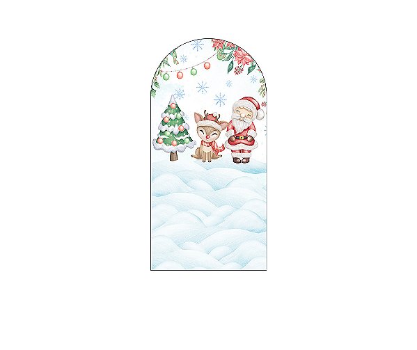 Painel Romano Veste Fácil 1,00x2,00 - Natal Papai Noel Cute Aquarela 023