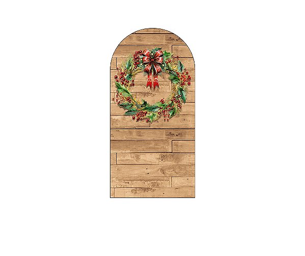 Painel Romano Veste Fácil 1,00x2,00 - Natal Efeito Madeira com Guirlanda 030