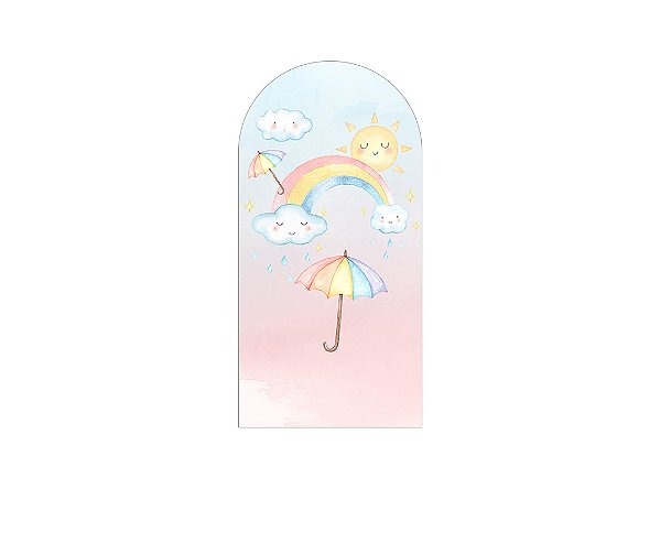 Painel Romano Veste Fácil 1,00x2,00 - Chuva de Amor Aquarela 009