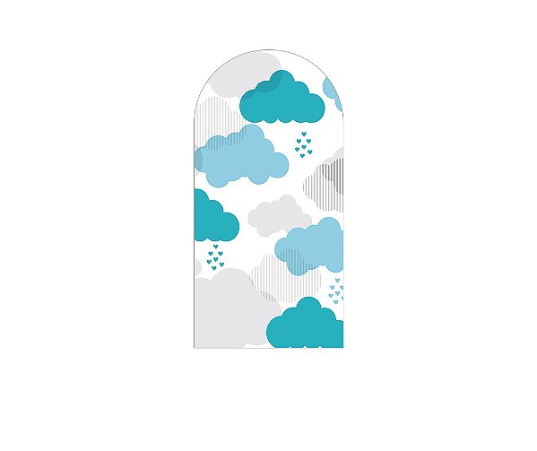 Painel Romano Veste Fácil 1,00x2,00 - Nuvens Cinza e Verde Água 014