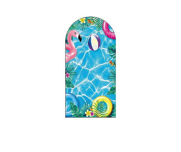 Painel Romano Veste Fácil 1,00x2,00 - Pool Party Flamingo e Boias 003
