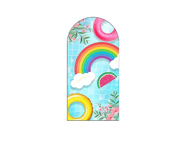 Painel Romano Veste Fácil 1,00x2,00 - Pool Party Piscina E Arco-íris 016