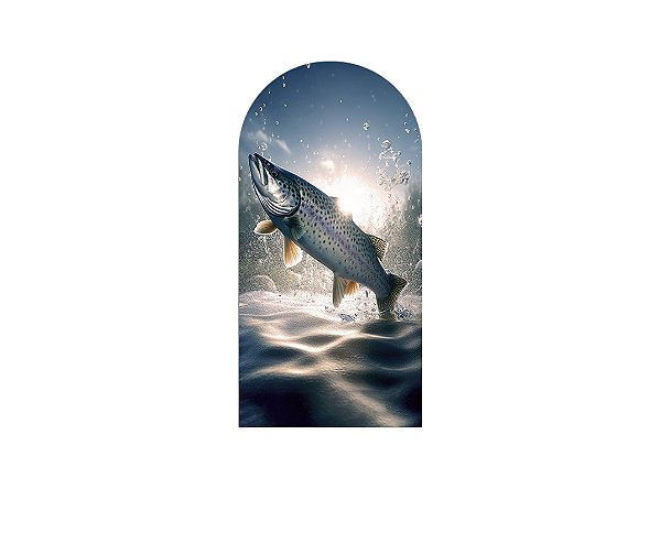 Painel Romano Veste Fácil 1,00x2,00 - Pescaria Peixe Pulando na Água 034