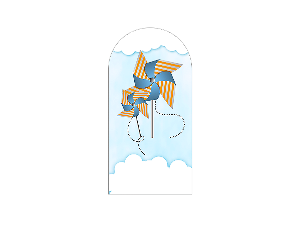 Painel Romano Veste Fácil 1,00x2,00 - Cataventos Azul e Laranja 002