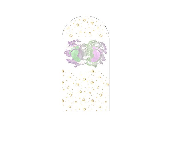 Painel Romano Veste Fácil 1,00x2,00 - Revelação Pezinhos Verde e Lilás 030