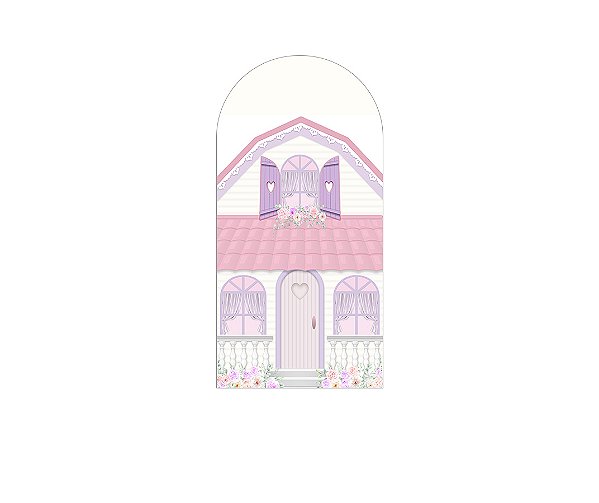 Painel Romano Veste Fácil 1,00x2,00 - Casinha de Bonecas Rosa e Lilás 010