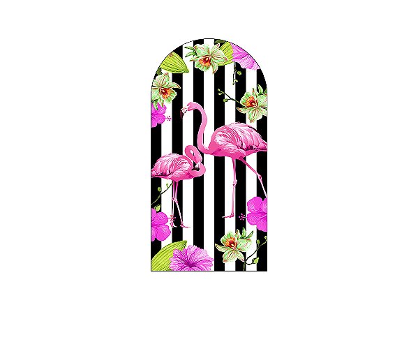 Painel Romano Veste Fácil 1,00x2,00 - Tropical Flamingos Listras 001