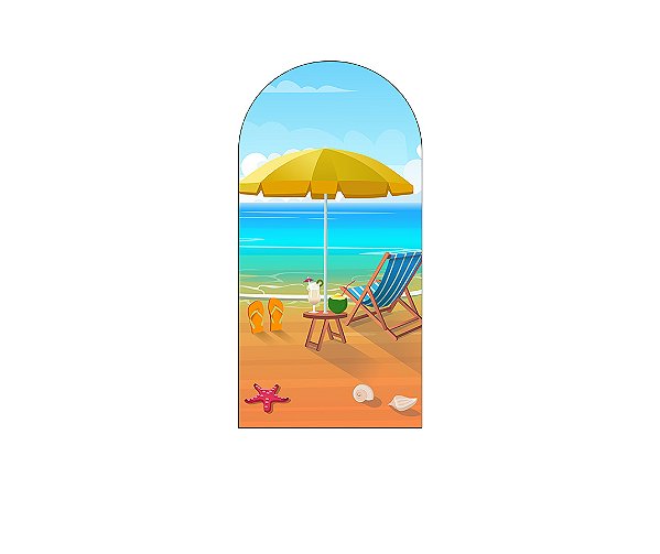 Painel Romano Veste Fácil 1,00x2,00 - Praia Beach Aquarela 015