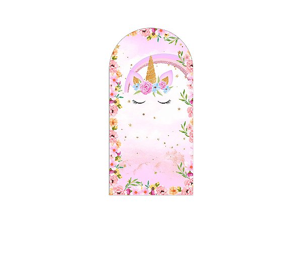 Painel Romano Veste Fácil 1,00x2,00 - Unicórnio Floral Rosa 006
