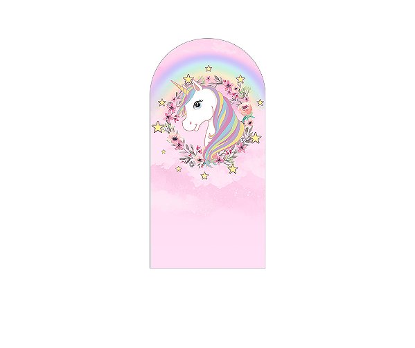 Painel Romano Veste Fácil 1,00x2,00 - Unicórnio Rosa Floral 024