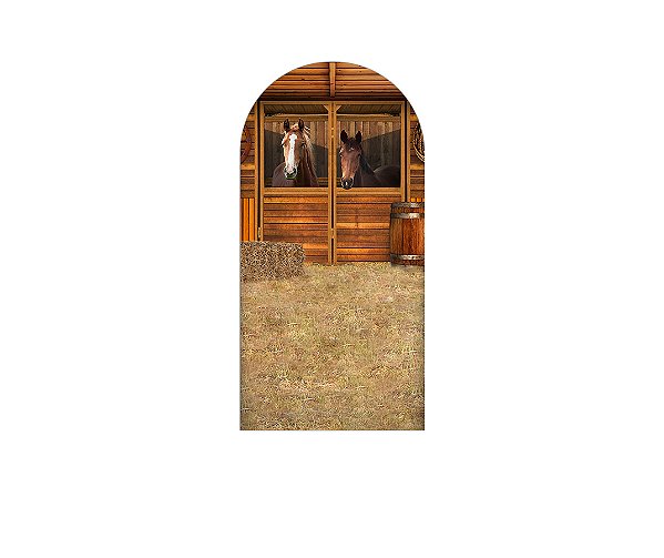 Painel Romano Veste Fácil 1,00x2,00 - Cavalos no Estábulo 009