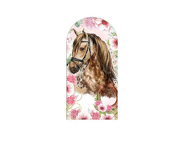 Painel Romano Veste Fácil 1,00x2,00 - Cavalo Floral Aquarela 017
