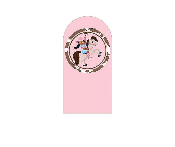 Painel Romano Veste Fácil 1,00x2,00 - Boiadeira e Cavalo Cute Rosa e Marrom 041
