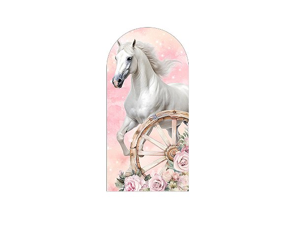 Painel Romano Veste Fácil 1,00x2,00 - Cavalo Floral Rosa 047