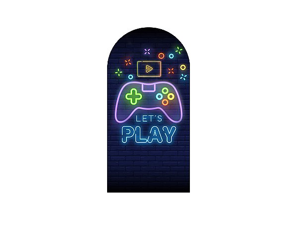 Painel Romano Veste Fácil 1,00x2,00 -  Let's Play Efeito Neon Game 019