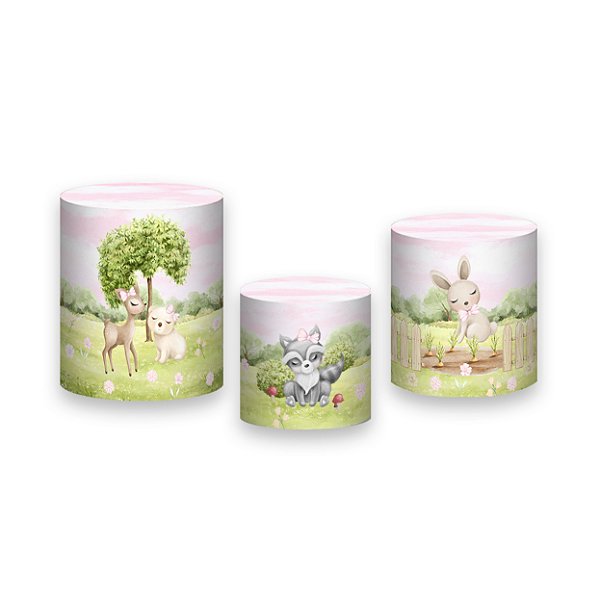 Trio De Capas De Cilindro - Bosque Aquarela Delicado 061