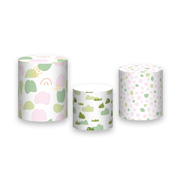 Trio De Capas De Cilindro - Bicho Preguiça Flor Rosa 063