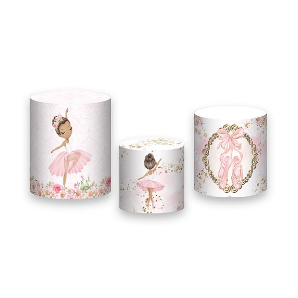 Trio De Capas De Cilindro - Bailarina Cortina e Flores 025