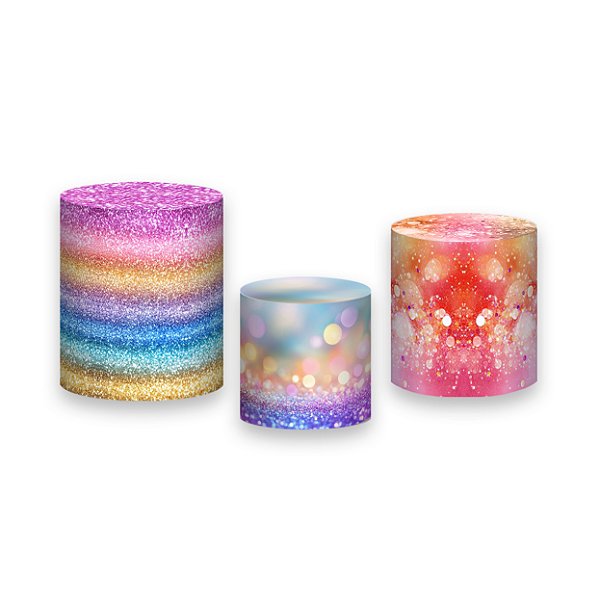 Trio De Capas De Cilindro - Efeito Glitter Arco-Íris 115