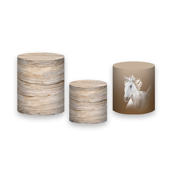 Trio De Capas De Cilindro - Cavalo Correndo Tons de Bege 031