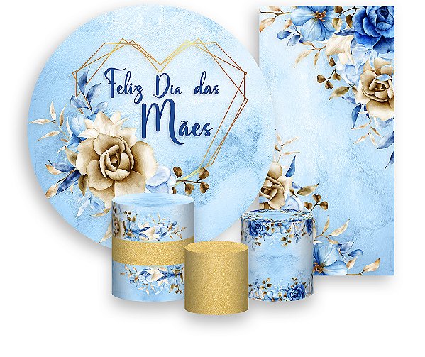 Painel De Festa + Trio De Capas Cilindro + Faixa Veste Fácil - Dia das Mães Floral 025