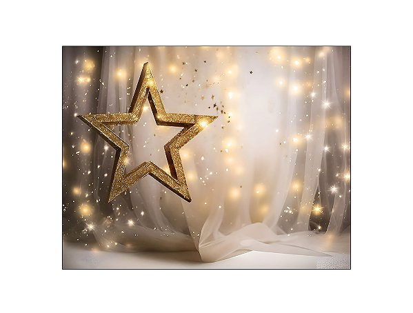 Fundo Fotográfico 1,55 x 1,20 - Estrela Glitter Dourada 012