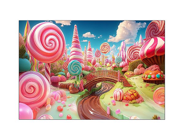 Fundo Fotográfico 2,20 x 1,50 - Terra dos Doces e Rio de Chocolate 017