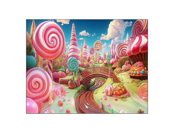 Fundo Fotográfico 1,55 x 1,20 - Terra dos Doces e Rio de Chocolate 018