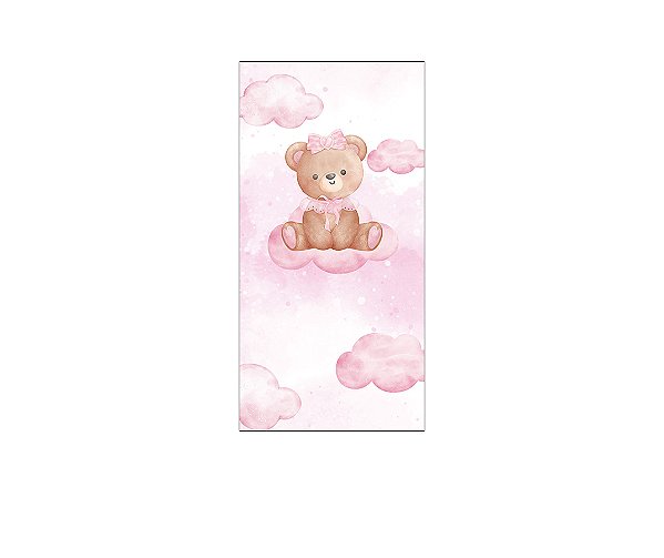 Painel De Festa Vertical 1,00x2,00 - Ursinha Nuvens Rosas 115