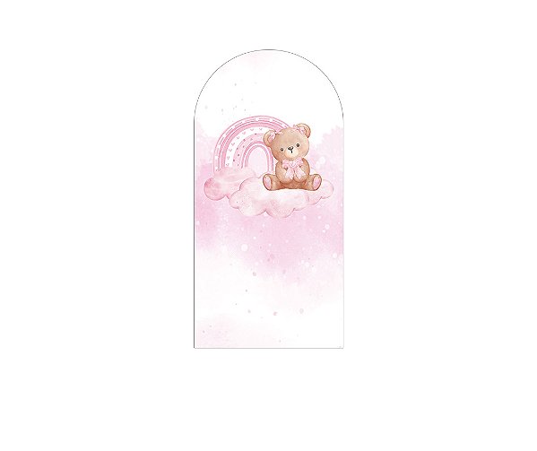 Painel De Festa Romano 1,00x2,00- Ursinha Arco-íris Rosa 116