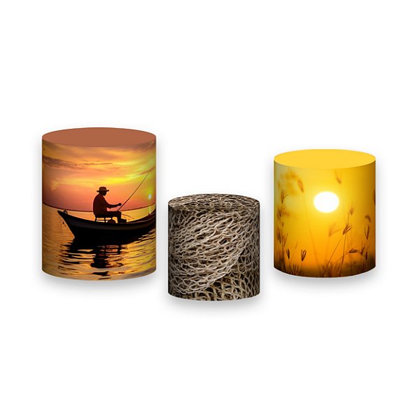 Trio De Capas De Cilindro - Pescaria Silhuetas no Por do Sol 010